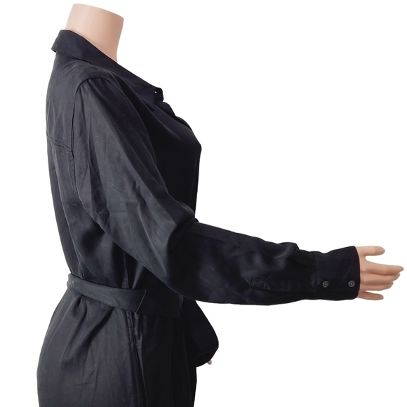 Nwt Banana Republic Black Midi Shirt Dress Size: LT - Picture 13 of 15